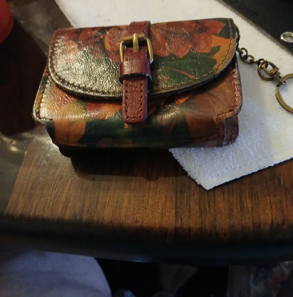 Patricia NashVintage Floral Leather Coin Purse - Brown/Green